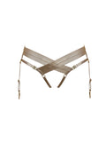 Bordelle Signature Satin Bondage Harness Open Back Caramel Brief - House Of Huntington