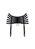 Bordelle Signature Webbed Satin Strappy Bondage Harness Black Suspenders - House Of Huntington