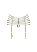 Bordelle Signature Webbed Satin Strappy Bondage Harness Cream Suspenders - House Of Huntington