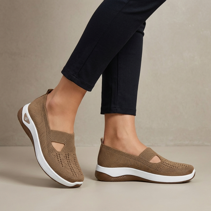 Breathable Knit Walking Sneakers – Lightweight Slip-On Comfort Shoes