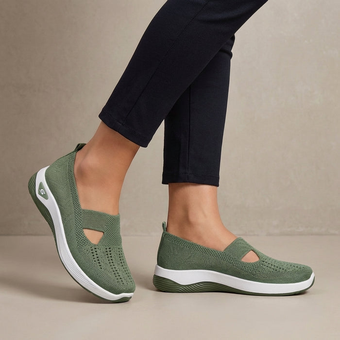 Breathable Knit Walking Sneakers – Lightweight Slip-On Comfort Shoes