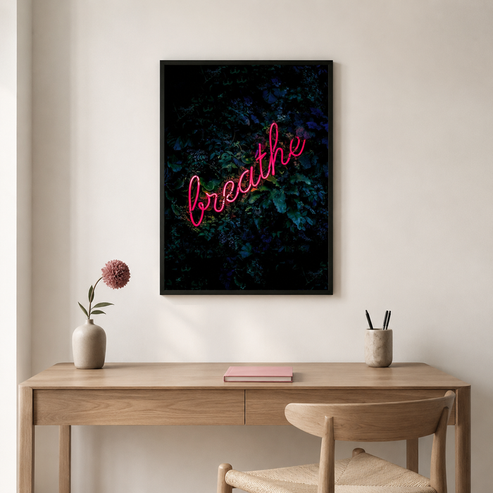 Breathe — Neon-Style Botanical Print