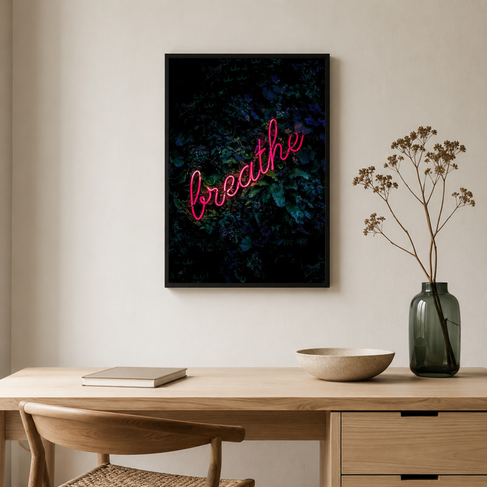 Breathe — Neon-Style Botanical Print