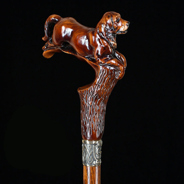 Brown Labrador / Golden Retriever Dog Intricate Handcarved Cane