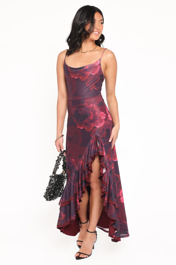 Petal and Pup USA DRESSES Carella Maxi Dress - Red Floral