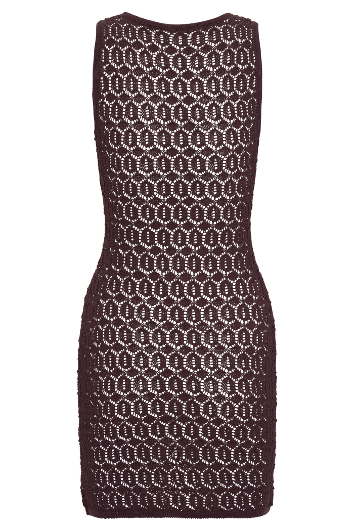 Cherly Knit Crochet Mini Dress - Chocolate