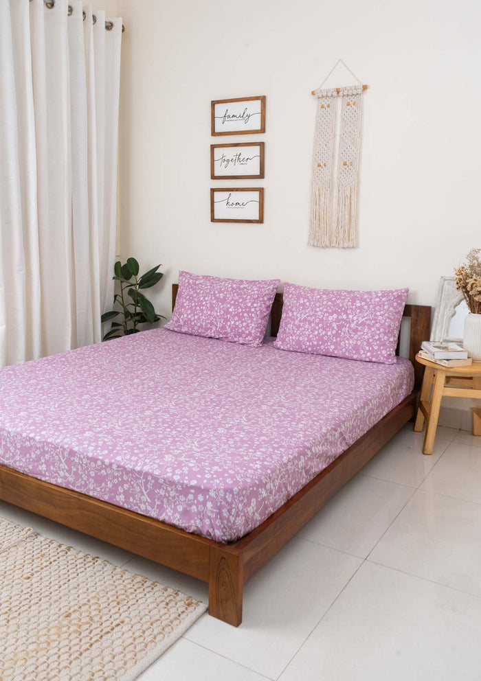 Cherry Blossom Fitted Sheet - Lilac