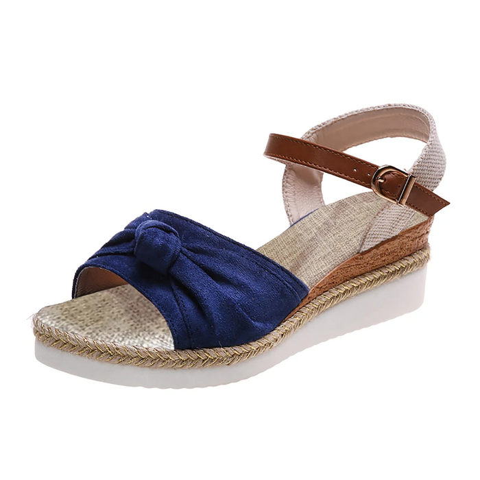 Chic Closed Toe Wedge Sandals for Women – Elegant Knot Design & Comfortable Fit