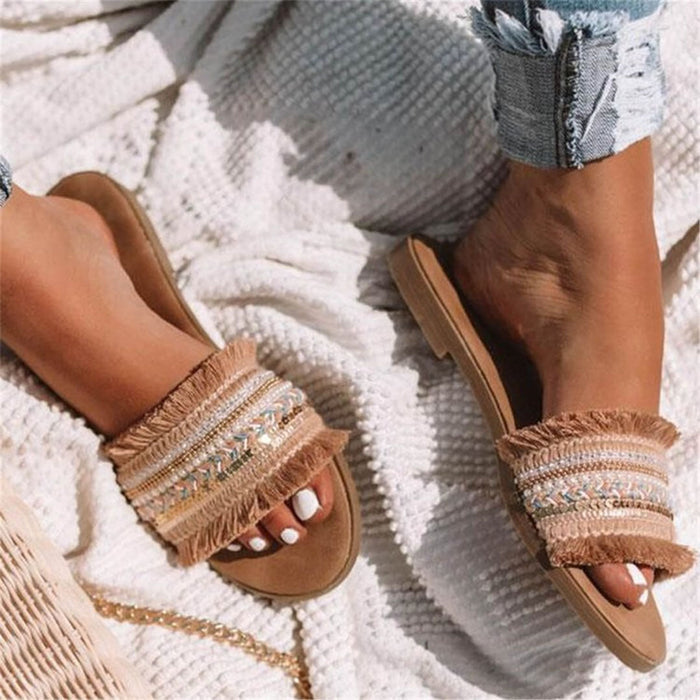 Chic Open-Toe Slippers for Women – Stylish & Comfortable Footwear