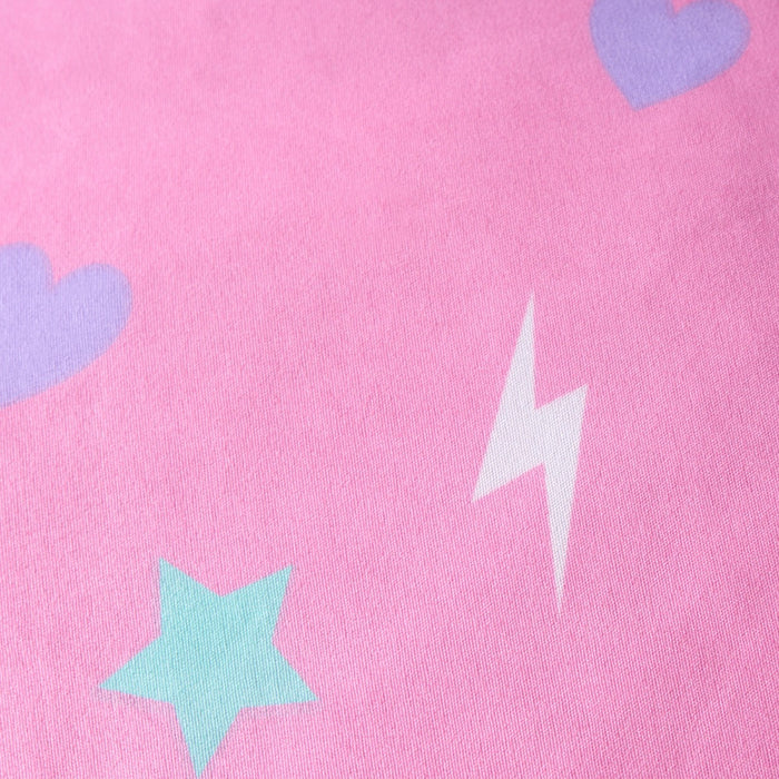 Close-up of gaming controller and console pattern on fleece duvet cover