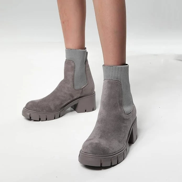 Chunky Heel Winter Boots for Women – Stylish & Comfortable Slip-On Design