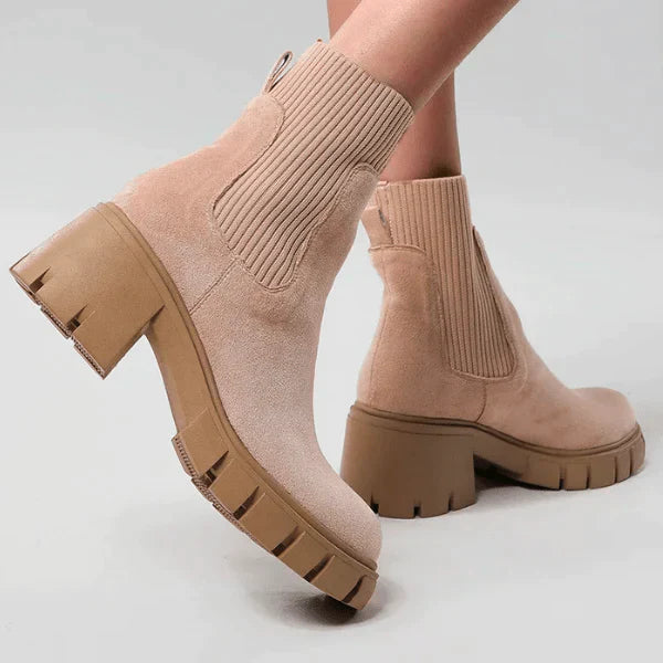 Chunky Heel Winter Boots for Women – Stylish & Comfortable Slip-On Design
