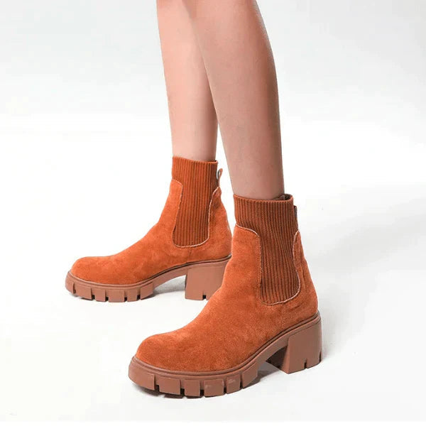 Chunky Heel Winter Boots for Women – Stylish & Comfortable Slip-On Design