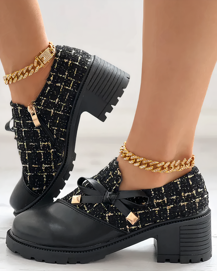 Chunky Black Heels for Women – Stylish & Comfortable Closed Toe Design