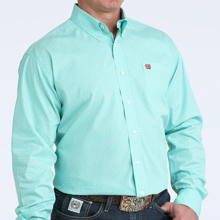 Cinch Men's L/S Classic Fit Geometric Print Button Down Western Shirt in Blue