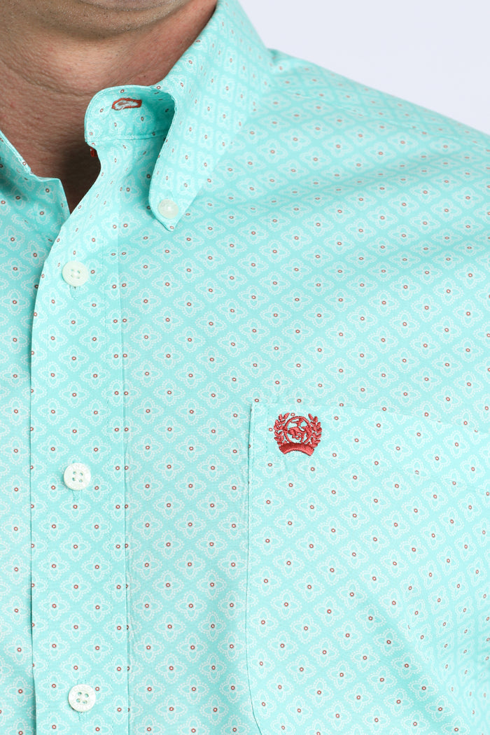 Cinch Men's L/S Classic Fit Geometric Print Button Down Western Shirt in Blue