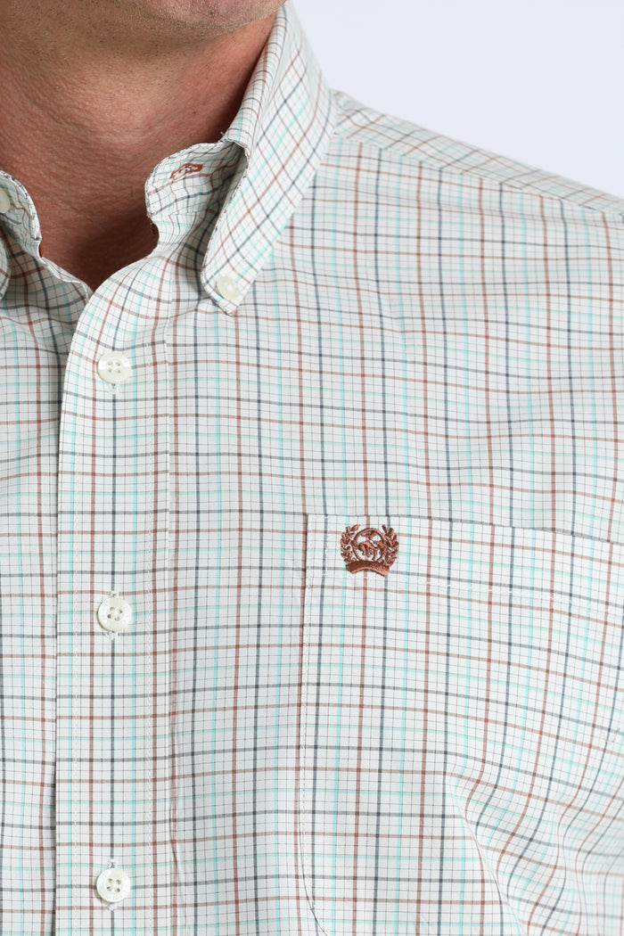Cinch Men's L/S Classic Fit Plaid Button Down Western Shirt in Cream