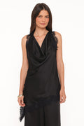Petal and Pup USA TOPS Clara Asymmetrical Lace Top - Black
