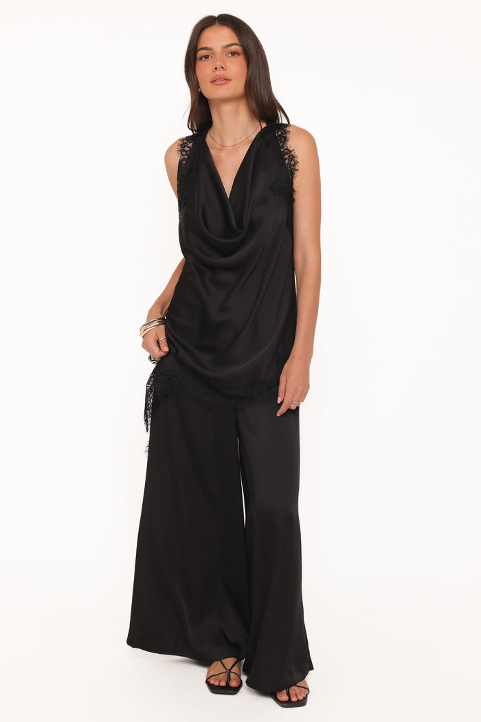 Petal and Pup USA BOTTOMS Clara Wide Leg Tailored Pant - Black