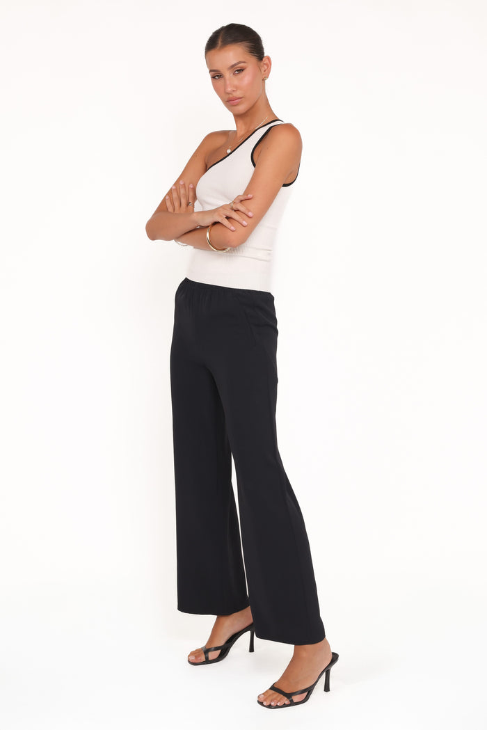 Petal and Pup USA BOTTOMS Clark Crepe Wide Leg Pant - Black
