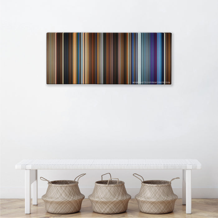 Click color palette canvas above a white bench with three woven baskets