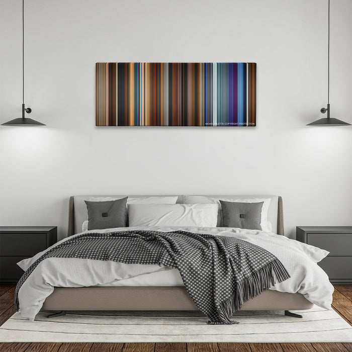 Click color palette canvas above a bed, between two black pendant lamps