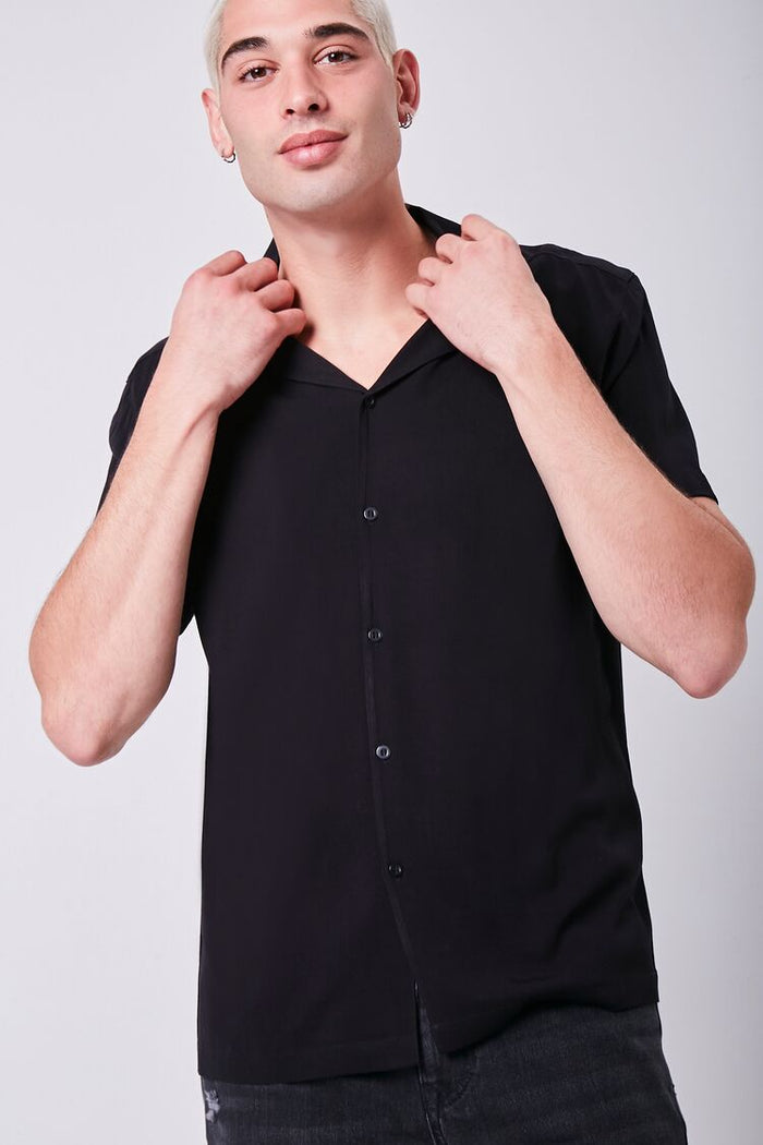 Collared Button-Front Shirt