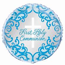 COMMUNION FOIL BALLOON  WHITE CROSS.