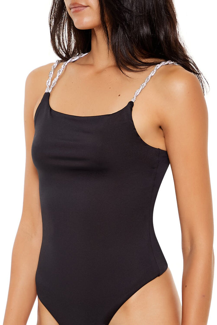 Contour Sculpt Metallic-Strap Bodysuit