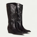 Women Leather Western Calf High Pointed Toe Boots