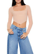 Cropped Rib-Knit Sweater