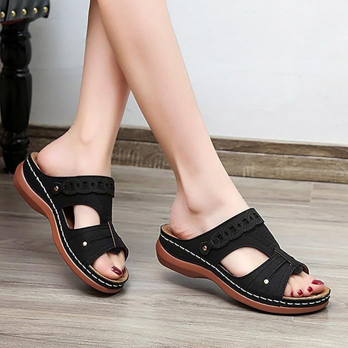 Cross Strap Wedge Sandals for Women – Slip in Design, Comfortable for Everyday Wear Bareroots Footwear