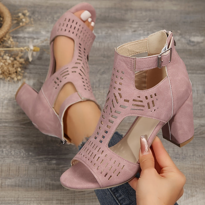 Cut-Out Peep-Toe Black Ankle Boots for Women – Stylish & Comfortable