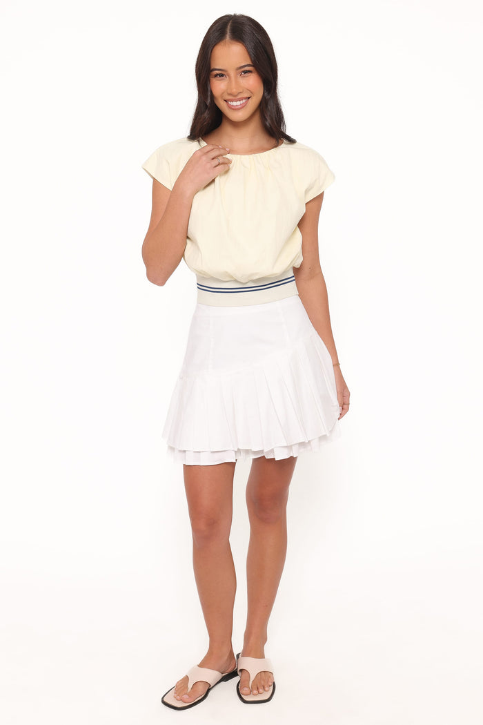 Petal and Pup USA BOTTOMS Cygnus Pleated Mini Skirt - White