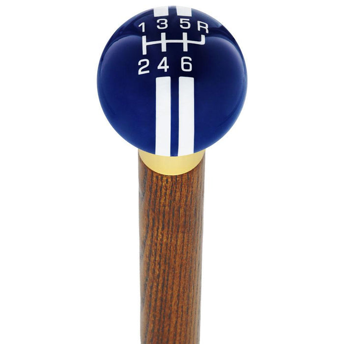 Royal Canes Dark Blue & Pearl Gray Rally Shift Round Knob Cane w/ Custom Color Ash Shaft & Collar