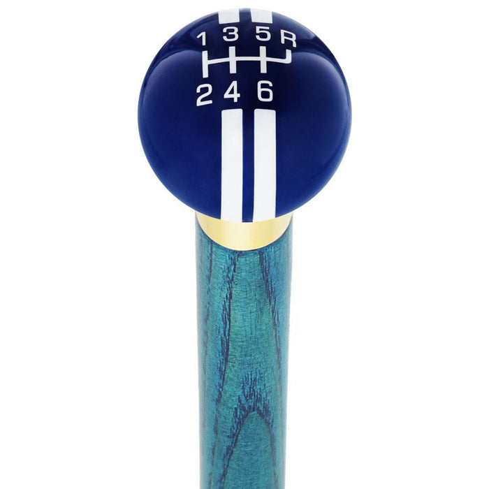 Royal Canes Dark Blue & Pearl Gray Rally Shift Round Knob Cane w/ Custom Color Ash Shaft & Collar
