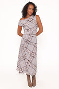 Petal and Pup USA DRESSES Dawn Off Shoulder Midi Dress - Plaid