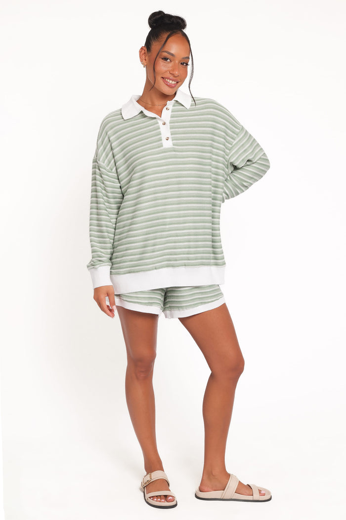 Petal and Pup USA SETS Dealia Knit Short Set - Sage Stripe