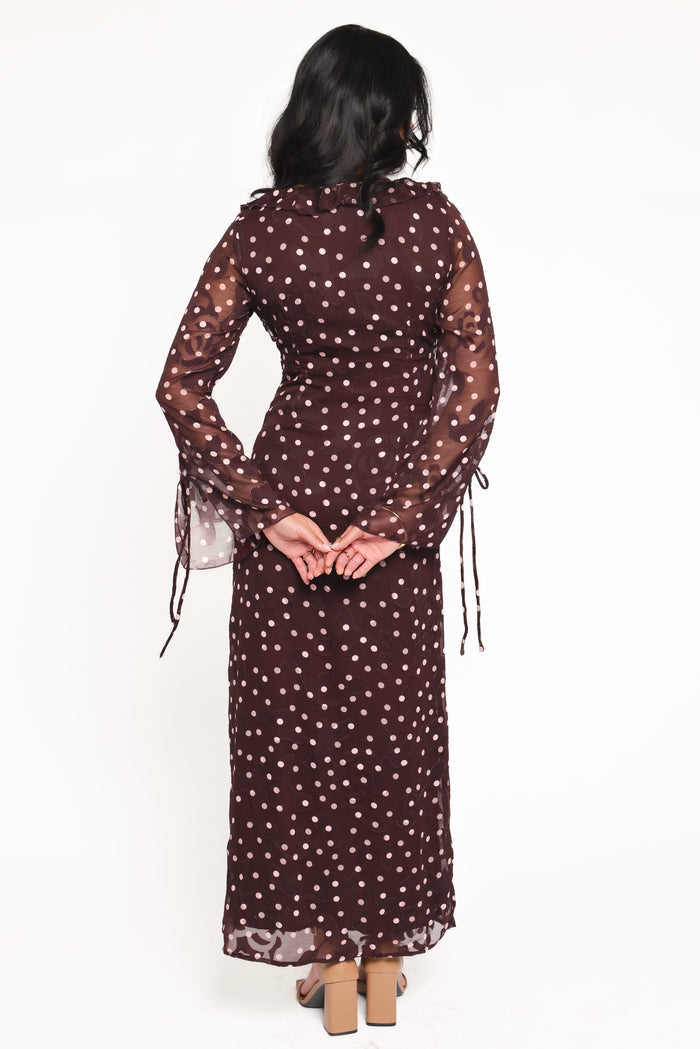 Petal and Pup USA DRESSES Delta Maxi Dress - Plum Polka Dot