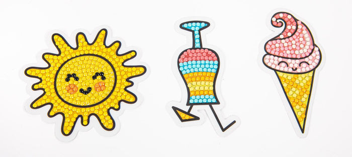 Diamond Dotz Sunshine by Diamond Dotz features a cheerful sun, vibrant cocktail glass, and smiling pink ice cream cone—perfect for a playful craft kit for kids on a sunny day.