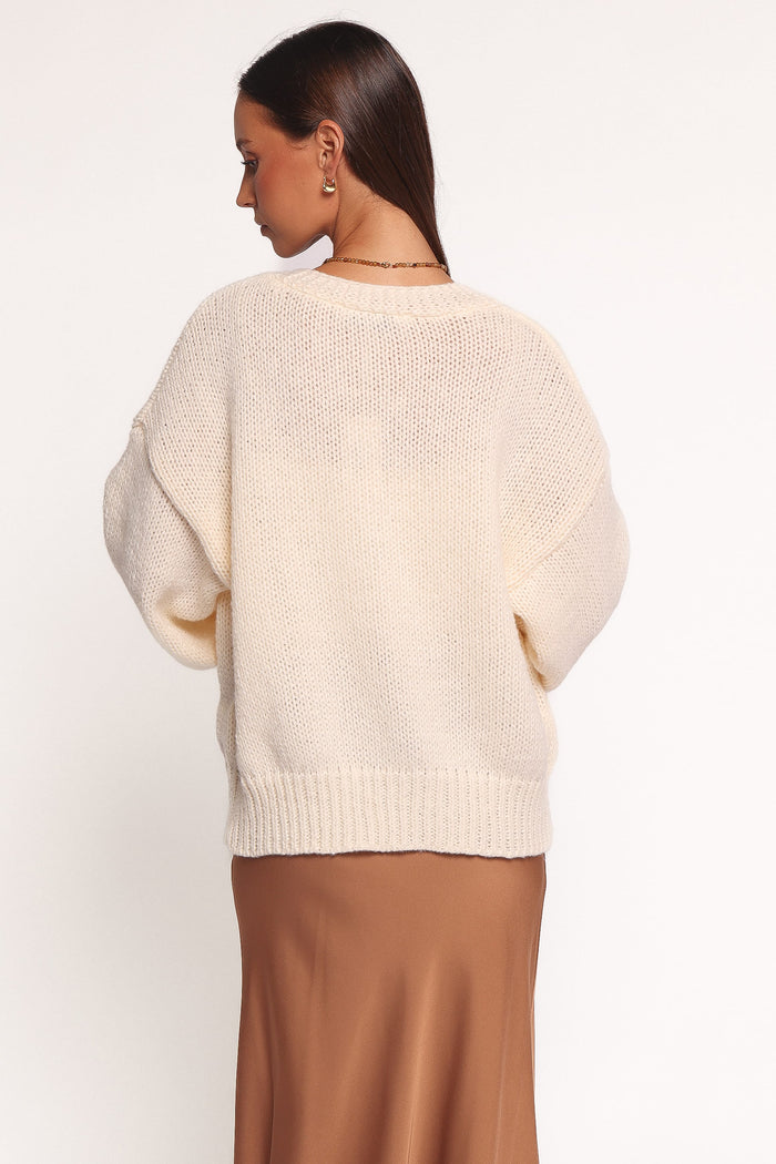 Petal and Pup USA KNITWEAR Doralee Rose Cardigan - Cream