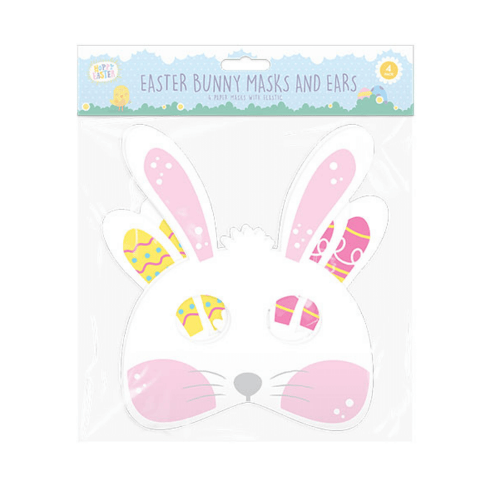 Children’s Easter bunny masks and ears dress up set with four bunny face masks, ideal for Easter parties, egg hunts and festive play