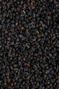 Close-up of dark-colored seeds or small stones