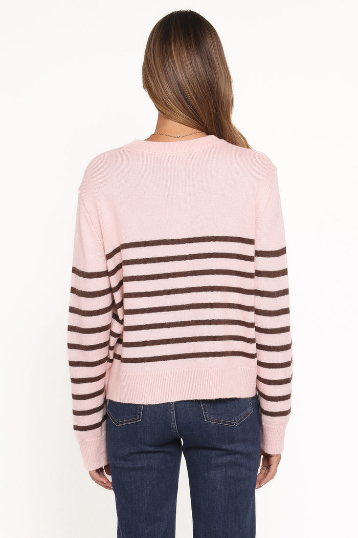 Petal and Pup USA KNITWEAR Eleanora Striped Knit Pullover Sweater - Pink