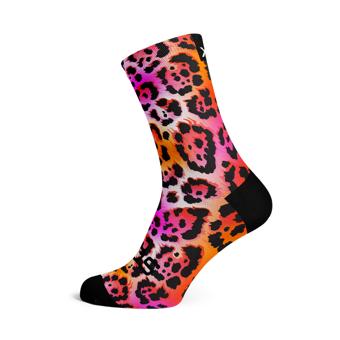Electric Leopard Pink Crew Socks