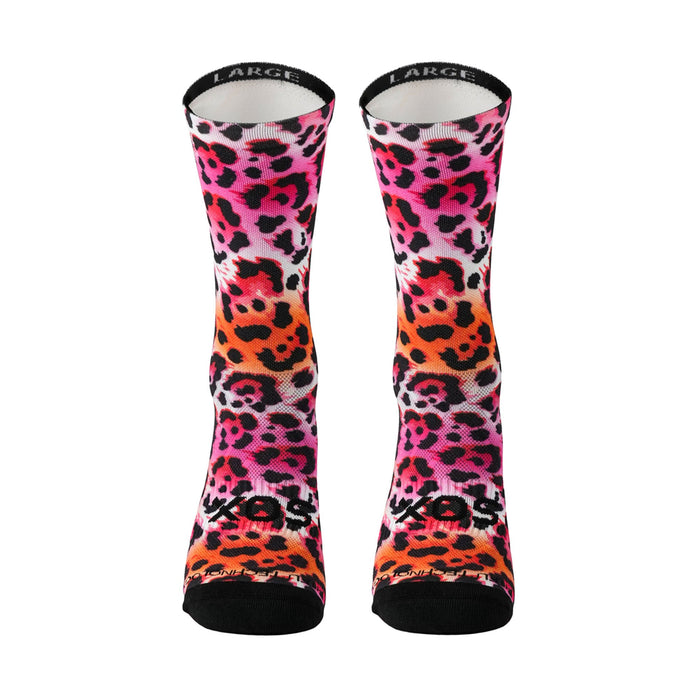 Electric Leopard Pink Crew Socks