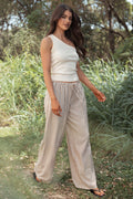 Petal and Pup USA BOTTOMS Elowen Wide Leg Pants - Brown Stripe