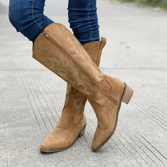 Embroidered Cowboy Boots for Women – Stylish & Comfortable High Knee Design