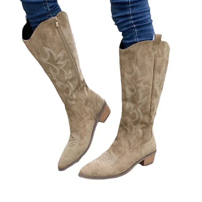 Embroidered Cowboy Boots for Women – Stylish & Comfortable High Knee Design