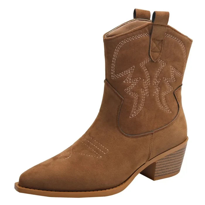 Embroidered Pointed Toe Black Boots for Women – Stylish & Comfortable
